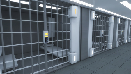 3d futuristic inside jailの写真素材