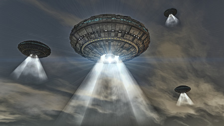 Unidentified flying object. Futuristic spaceship.の写真素材