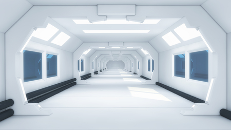 Futuristic alien spaceship hallの写真素材