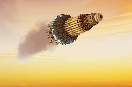 3d render. Futuristic spaceship UFOの写真素材