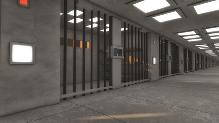 3d futuristic inside jailの写真素材
