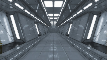 Futuristic spaceship hall Interior architectureの写真素材