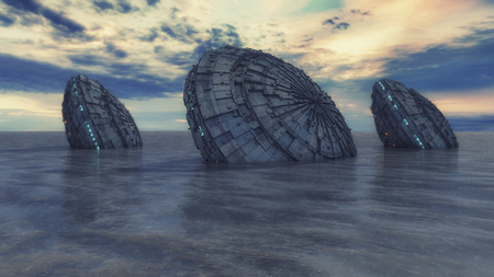 Ufo in water oceanの写真素材