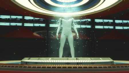 3d render. Manufacturing and Human Clone Futuristic Roomの写真素材