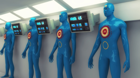 3d render. Manufacturing and Human Clone Futuristic Roomの写真素材