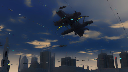 3d rendering. UFO Spaceship conceptの写真素材