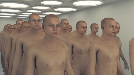 3d render. Manufacturing and Human Clone Futuristic Roomの写真素材