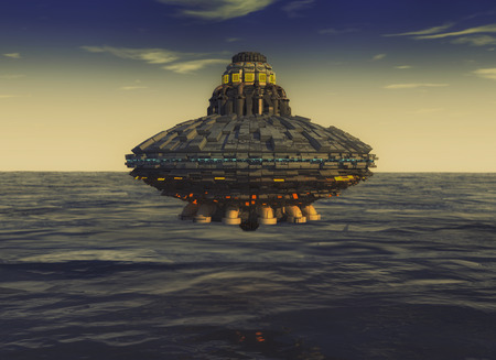 3d rendering. UFO Spaceship conceptの写真素材