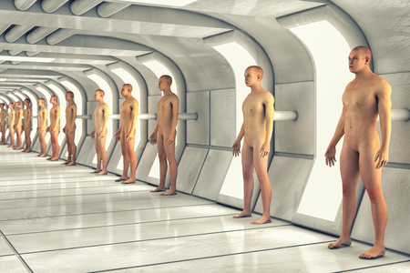 3d rendering. Manufacturing and Human Clone Futuristic Roomの写真素材