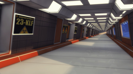 3D rendering. Futuristic empty corridor insideの写真素材