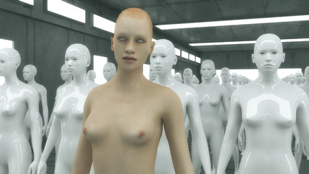 3d rendering. Manufacturing and Human Clone Futuristic Roomの写真素材
