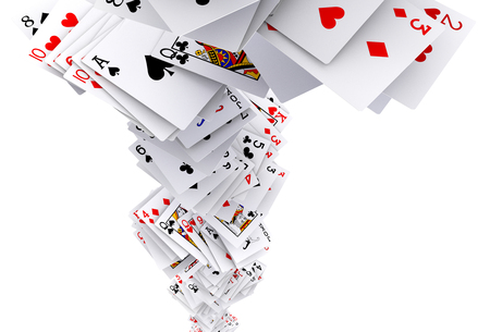 3d rendering poker cards fallingの写真素材