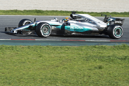 Driver Lewis Hamilton.  Team Mercedes. Formula One Test Days at Circuit de Catalunya. Montmelo, Spain. March 01, 2017のeditorial素材