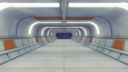 3D rendering. Futuristic empty corridor insideの写真素材