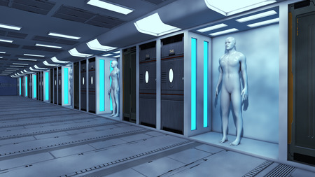3d render. Manufacturing and Human Clone Futuristic Roomの写真素材