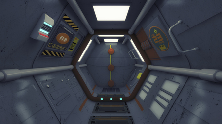 3D rendering. Futuristic empty corridor insideの写真素材