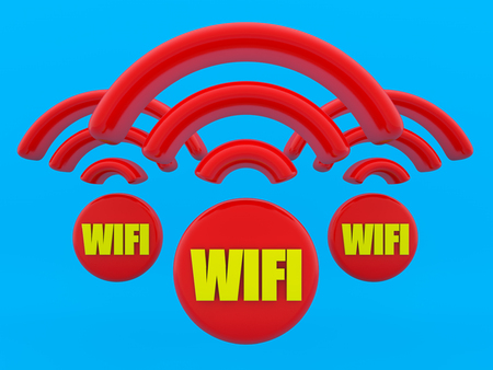 3d render. Wifi sign and color backgroundの写真素材