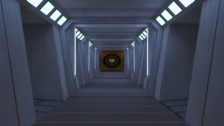 3D rendering. Futuristic empty corridor insideの写真素材