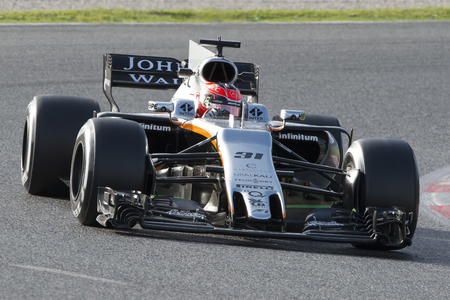 Driver Ocon.  Team Force India. Formula One Test Days at Circuit de Catalunya. Montmelo, Spain. March 07, 2017のeditorial素材