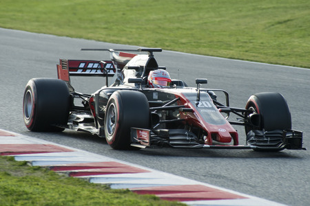 Driver Kevin Magnussen.  Team Haas. Formula One Test Days at Circuit de Catalunya. Montmelo, Spain. March 07, 2017のeditorial素材