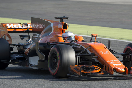 Driver Fernando Alonso.  Team McLaren.. Formula One Test Days at Circuit de Catalunya. Montmelo, Spain. March 03, 2017のeditorial素材