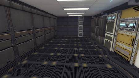 3D rendering. Futuristic empty corridor insideの写真素材