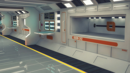 3D rendering. Futuristic corridor insideの写真素材