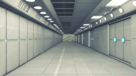 3D rendering. Futuristic corridor insideの写真素材