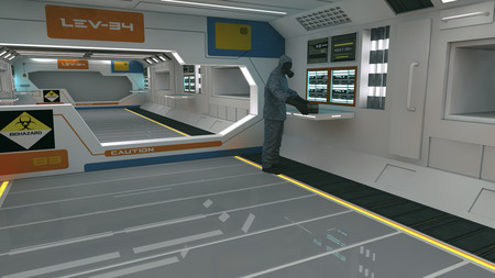 3D rendering. Futuristic corridor insideの写真素材