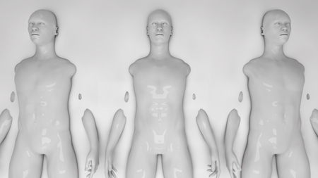 3d rendering. Humanoid clones and liquidの写真素材