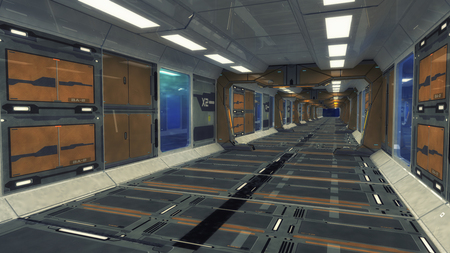 3D rendering. Futuristic corridor insideの写真素材