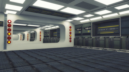 3D rendering. Futuristic corridor insideの写真素材