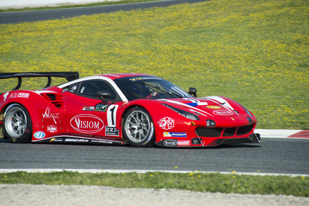 Driver Jean Paul Pagny. Ferrari F488 GT3. Endurance GT V de V Endurance Series at Circuit de Barcelona. Montmelo, Spain. March 18, 2017のeditorial素材