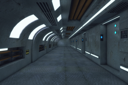 3d rendering. Futuristic architecture background corridor.の写真素材