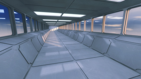 3d rendering. Futuristic architecture background corridor.の写真素材