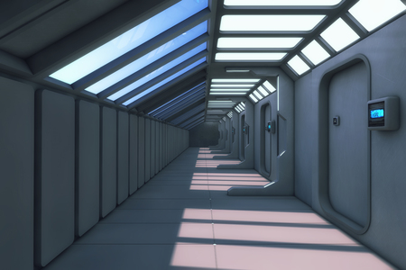 3d rendering. Futuristic architecture background corridor.の写真素材