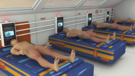 3d rendering. Manufacturing and Human Clone Futuristic Roomの写真素材