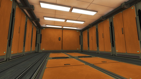 3d rendering. Futuristic architecture background corridor.の写真素材