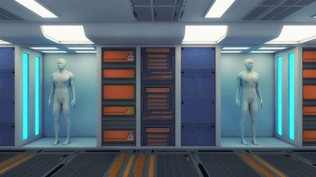 3d rendering. Manufacturing and Human Clone Futuristic Roomの写真素材