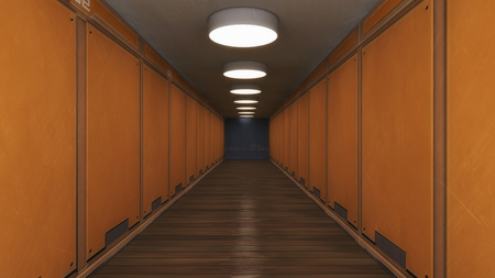 3d rendering. Futuristic architecture background corridor.の写真素材