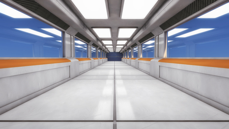 3d rendering. Futuristic architecture background corridor.の写真素材