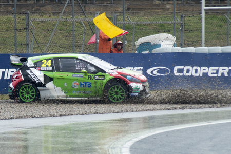 Tommy Rustad.  Barcelona FIA World Rallycross Championship at Circuit of Barcelona. Montmelo, Spain. April 01, 2017のeditorial素材