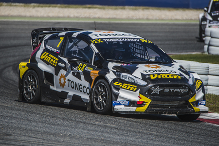 Timi Timerzyanov.  Barcelona FIA World Rallycross Championship at Circuit of Barcelona. Montmelo, Spain. April 02, 2017のeditorial素材