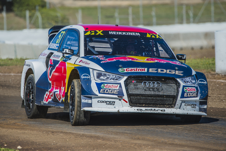 Toomas Heikkinen.  Barcelona FIA World Rallycross Championship at Circuit of Barcelona. Montmelo, Spain. April 02, 2017のeditorial素材