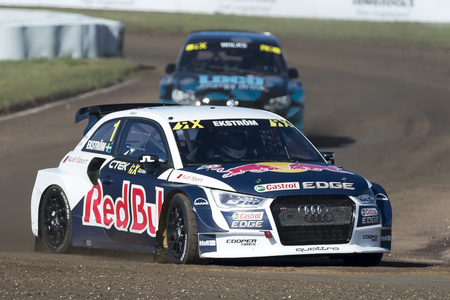 Mattias Ekstrom.  Barcelona FIA World Rallycross Championship at Circuit of Barcelona. Montmelo, Spain. April 02, 2017のeditorial素材