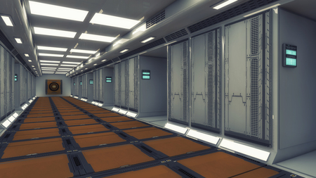 3d rendering. Futuristic architecture background corridor.の写真素材