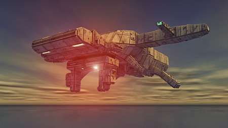 3d rendering. UFO Spaceship conceptの写真素材