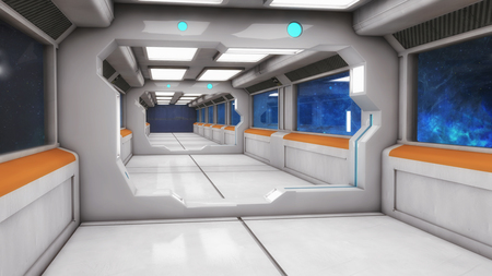 3d rendering. Futuristic architecture background corridor.の写真素材