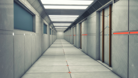 3d rendering. Futuristic architecture background corridor.の写真素材