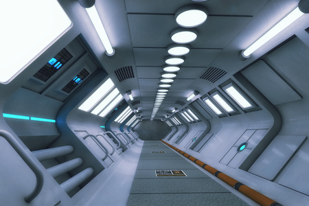 3d rendering. Futuristic architecture background corridor.の写真素材